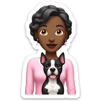 lady with black Staffordshire terrier dog, pink dettails sticker