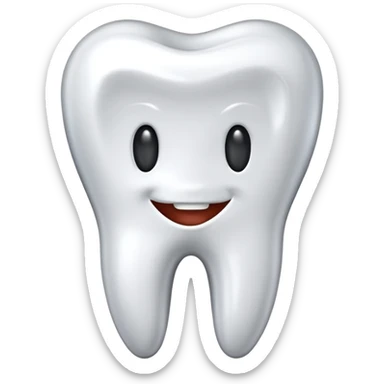 human tooth emoji, smooth chrome ceramic-metal texture, clean medical luxury aesthetic, isolated on white, no face sticker
