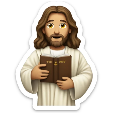 Jesus Christ holding an open Bible sticker