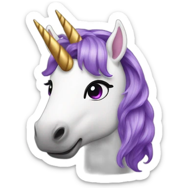 unicorn with purple hair sticker
