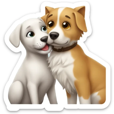 un perro dandole un beso a un gato sticker