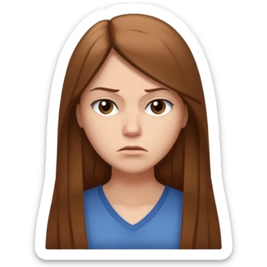 create a white woman with brown long sthaight hair who is thinking that she is a bad person sticker