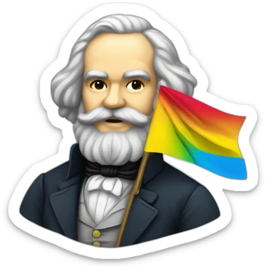 karl marx holding a pansexual flag sticker
