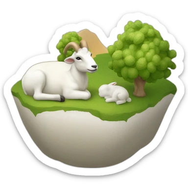 Une chèvre avec une statue de l'île de Pâques sticker