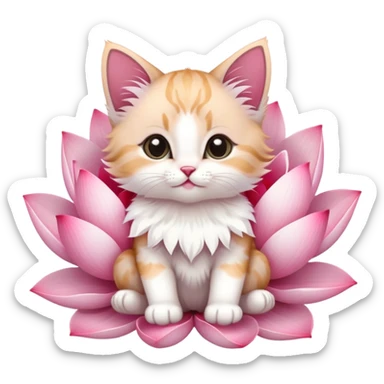 Kitten sitting on lotus flower sticker