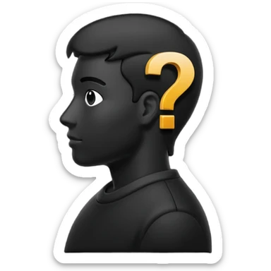 silhouette of a man with a question mark sticker
