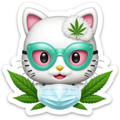 hello kitty with cannabis higiene sticker