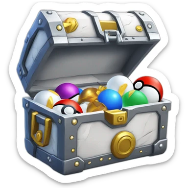 Pokemon Game LootCase White Color Rich Treasure Legendary Epic Pokeballs and Pokemons Inside sticker