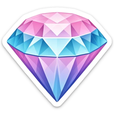 A cheerful diamond logo with a black outline and a smiling face, set against a pastel gradient of pink, blue, and lavender. Smaller diamonds surround it, forming a larger diamond pattern. Playful yet sleek, perfect for branding, digital media, without a face or mouth or anything sticker