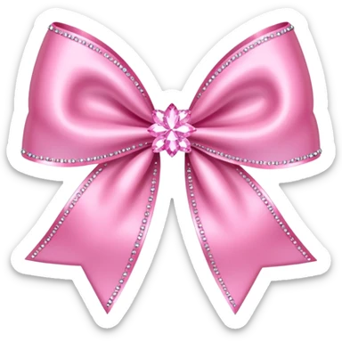 super light Pink bow with sparkles rhinestones  sticker
