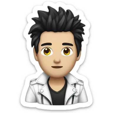 Punk male,dark hair, with white leather jacket sticker