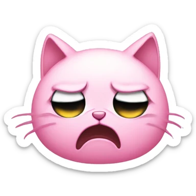 Sad cat crying pink tears sticker