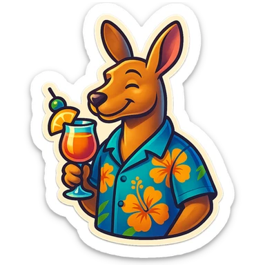 Kangaroo with Hawaii shirt and coctail sticker