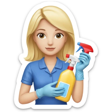 Uma mulher loura fazendo limpeza ou com produtos de limpeza sticker