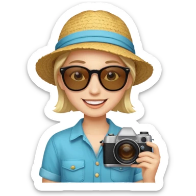 fotographer with summer clothes and sun glasses sticker