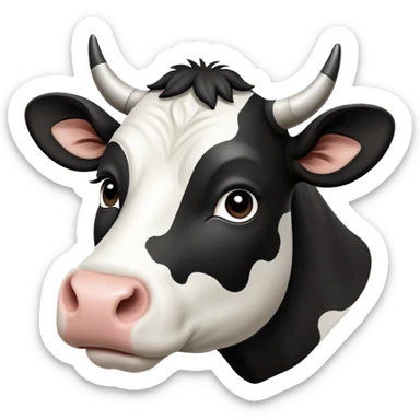 cinematic-noble-black-and-white-cow-portrait-emoji,-poised-and-regal,-with-a-large,-sturdy-build-and-a-beautifully-patterned-hide-of-rich-black-accented-by-crisp-white-patches,-deep-set-soulful-brown-eyes,-simplified-yet-sharp-and-sophisticated sticker