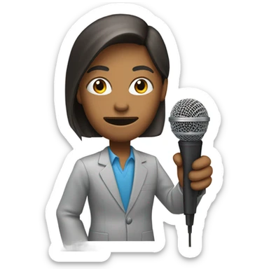 reporter with microphone sticker