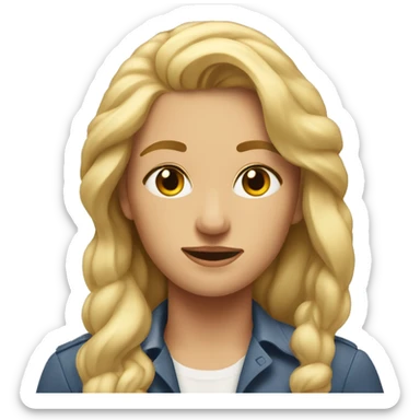 Blonde woman with head on George Clooneys chest sticker