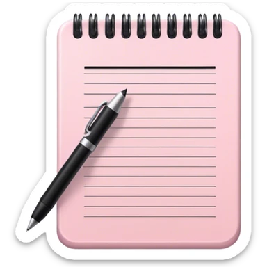Pale pink notepad with pen sticker