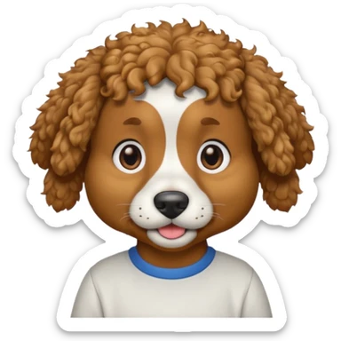 curly hair dog with shirts  sticker