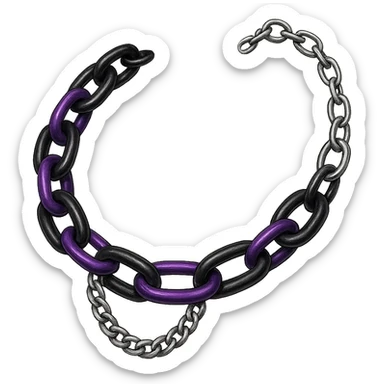 emo style black and purple chain necklace, no background sticker