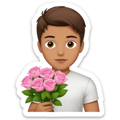 Cool bad boy holding a bouquet of pink jasmine roses sticker