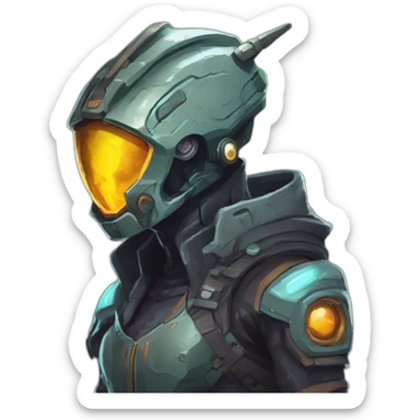 alien meteor Hunter scifi roguelike rpg style inspired by slay the spire digital art sticker