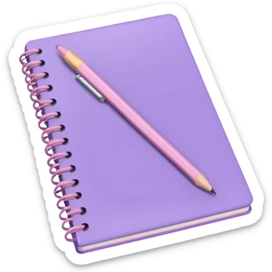soft purple spiral notebook with a soft pink pencil on it sticker