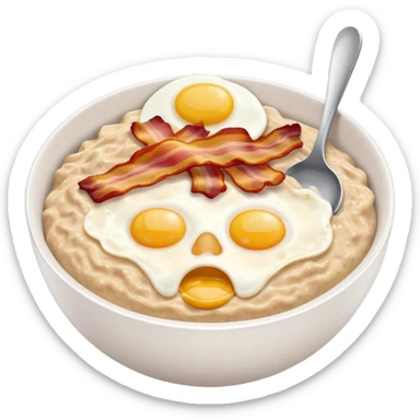 Sweating breakfast bowl with a face sticker