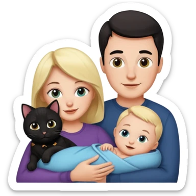 1 mom, 1 dad, 1 baby and 1 black cat sticker