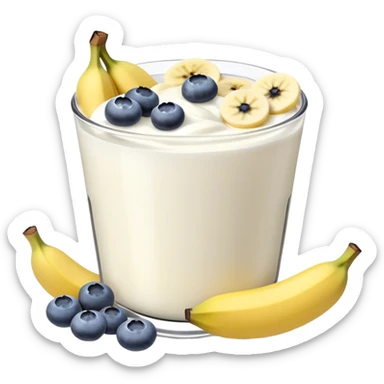 Yogurt with sliced bananas and blueberries sticker