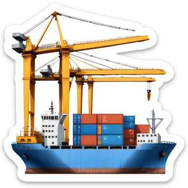 port with industrial cranes sticker