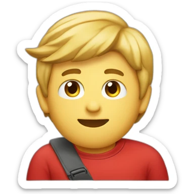 emoji que representa a un chico rubio con el dedo pulgar hacia arriba y un polo rojo, acompañado de letras que dicen "MAPFRE". sticker