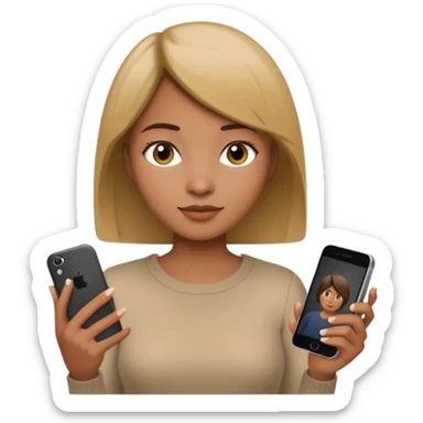 Pelo corto liso mujer y que tenga un iPhone  sticker