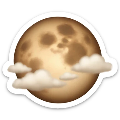 brown-beige moon and cloud sticker