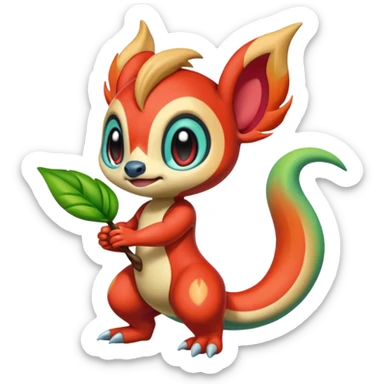 Colorful Exotic Meloetta-Chimchar-Virizion-Venom-Stitch-Fakémon-creature-hybrid sticker