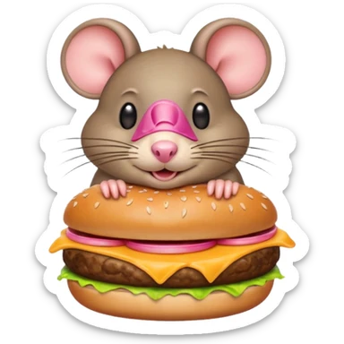 Rat with a cheeseburger  sticker