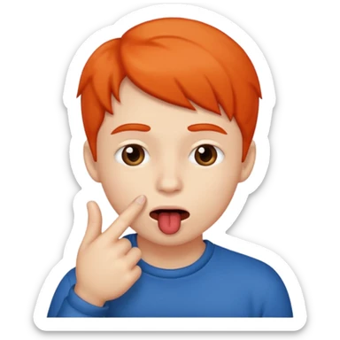 Cara con un dedo en la boca mordiéndose el labio inferior sticker