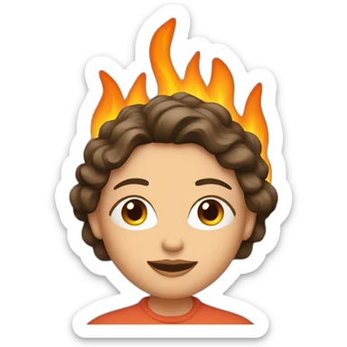 Mam with a fireplace on head sticker