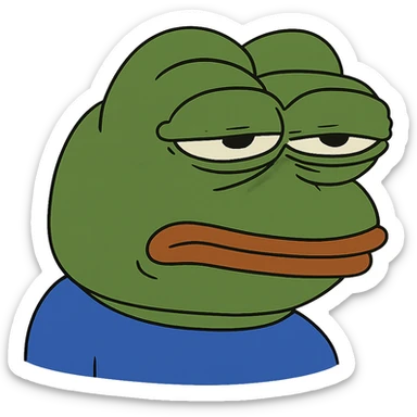 pepe the frog with a sleepy expression sticker