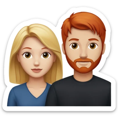couple who are a blonde woman and redhead man sticker