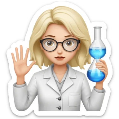 Girl mad scientist holding large blank sign sticker