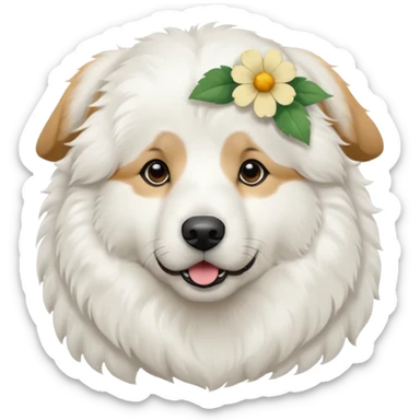 great pyrenees with flower on her ear sticker