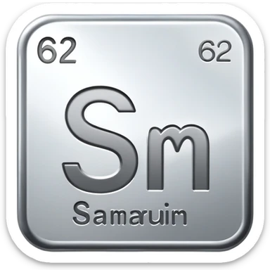 samarium element, rare earth metal, silvery white metal, chemical element Sm, atomic number 62 sticker