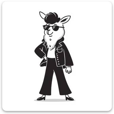 retro sassy llama wearing sunglasses, line drawing, minimal, bold lines sticker