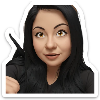 smiling girl with long black hair sticker