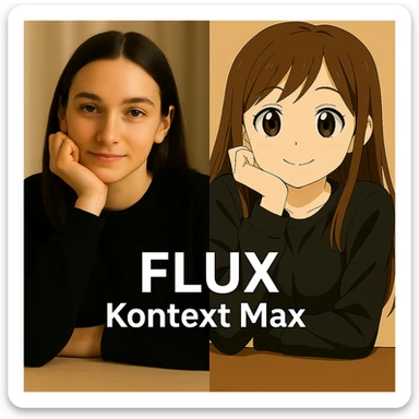 same similar image but chnage the text to "Flux Kontext Max" sticker