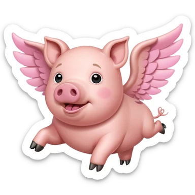 a pig flying sticker