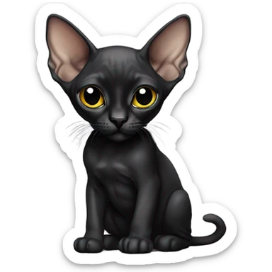 black kitten sphynx wearing black t-shirt  sticker