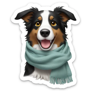 border collie with scarf sticker